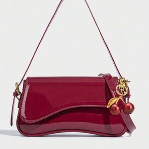 Cherry Red Designer Shoulder Bag